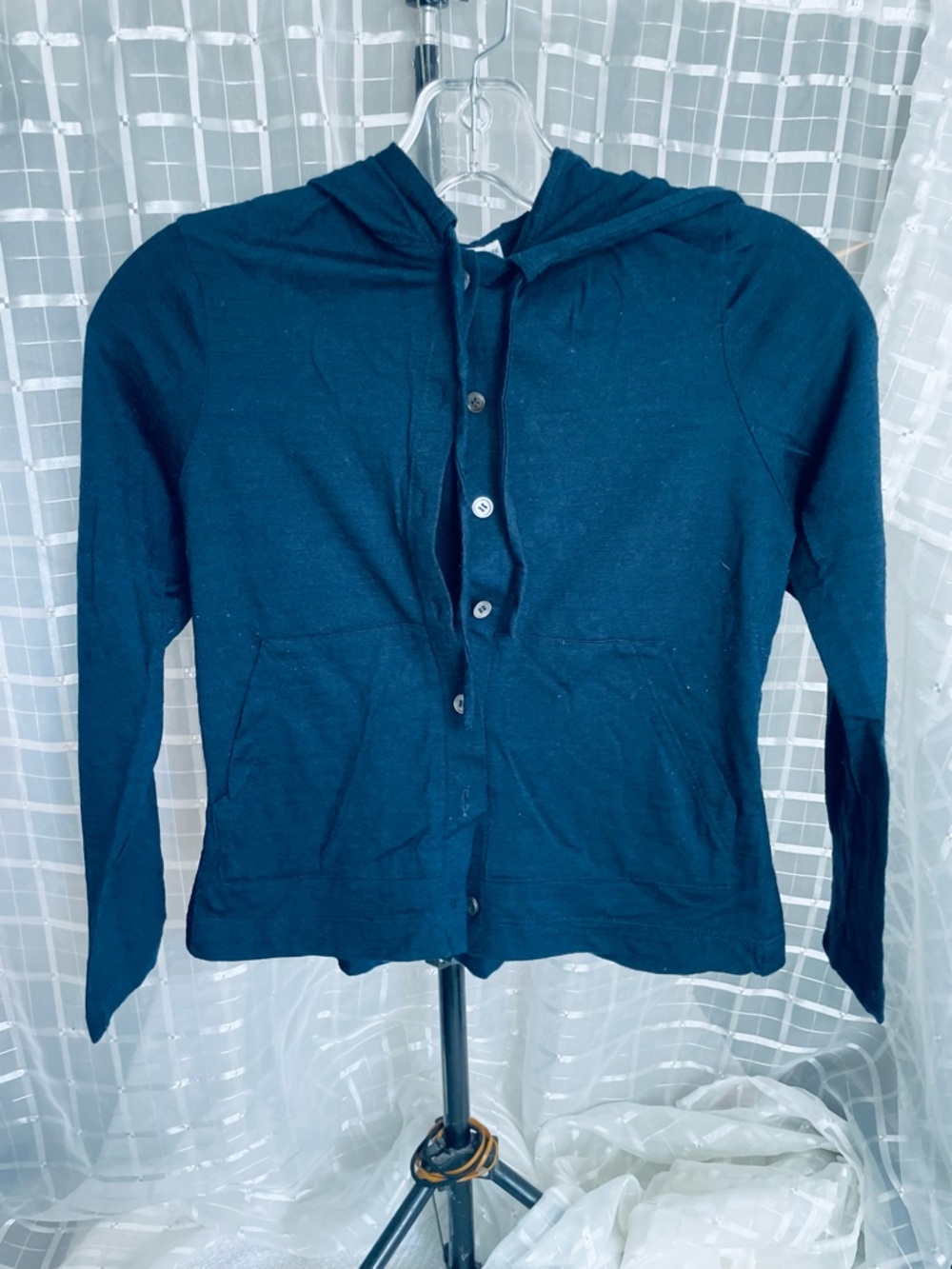 Morgane Le Fay Deep Navy Knit Hooded Cardigan